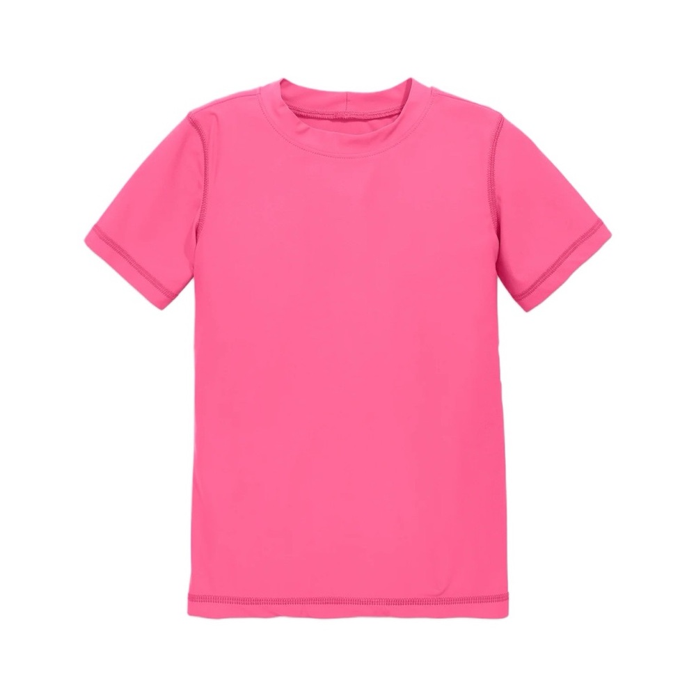 Primary Pink Short Sleeve Rashguard Moisture Wicking Top Girls 14